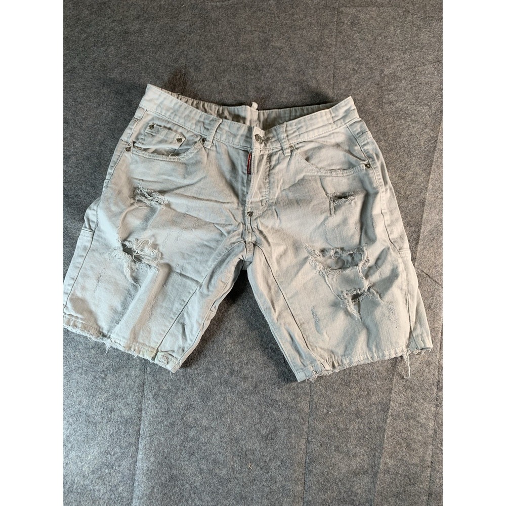 Dsquared2 Denim Shorts Jeans Gray Distressed Cotton Size 31 No Size Tag